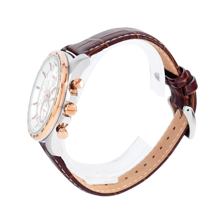 Jam Tangan Seiko Chronograph SSB306P1 Men White Dial Brown Leather Strap