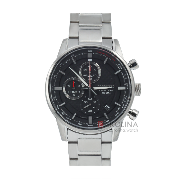 Jam Tangan Seiko Chronograph SSB313P1 Men Urban Sport Black Dial Stainless Steel Strap