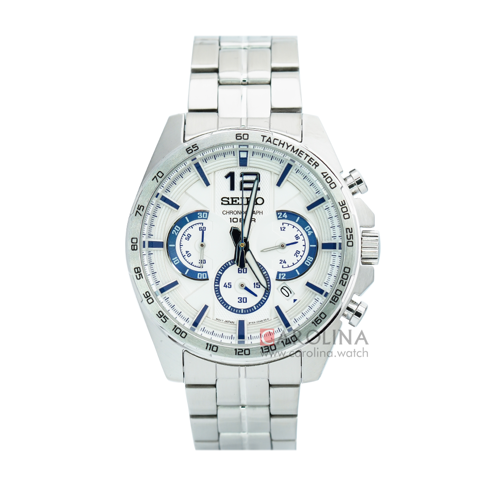 Jam Tangan Seiko Chronograph SSB343P1 Men Neo Sport White Dial Stainless Steel Strap