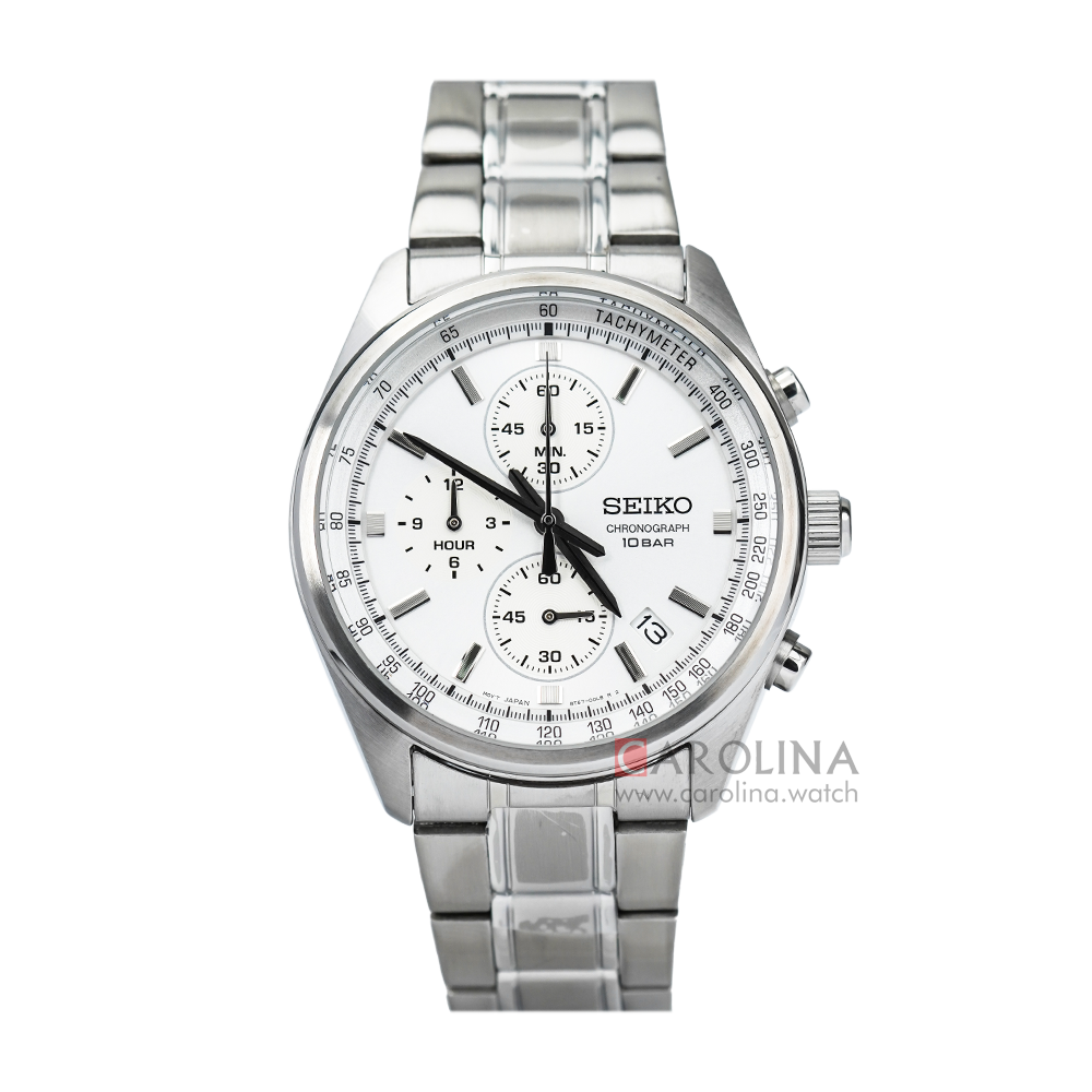 Jam Tangan Seiko Chronograph SSB375P1 Men Silver Dial Stainless Steel Strap