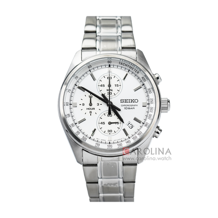 Jam Tangan Seiko Chronograph SSB375P1 Men Silver Dial Stainless Steel Strap