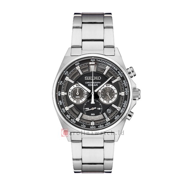 Jam Tangan Seiko Chronograph SSB397P1 Essentials Discover More Men Black Dial Stainless Steel Strap