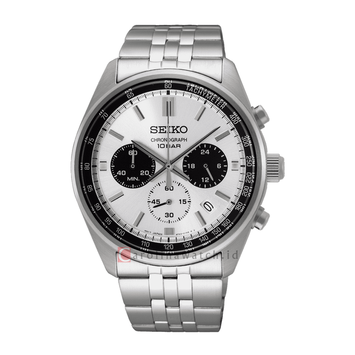 Jam Tangan Seiko Chronograph SSB425P1 Men Panda Dual Tone Dial Stainless Steel Strap