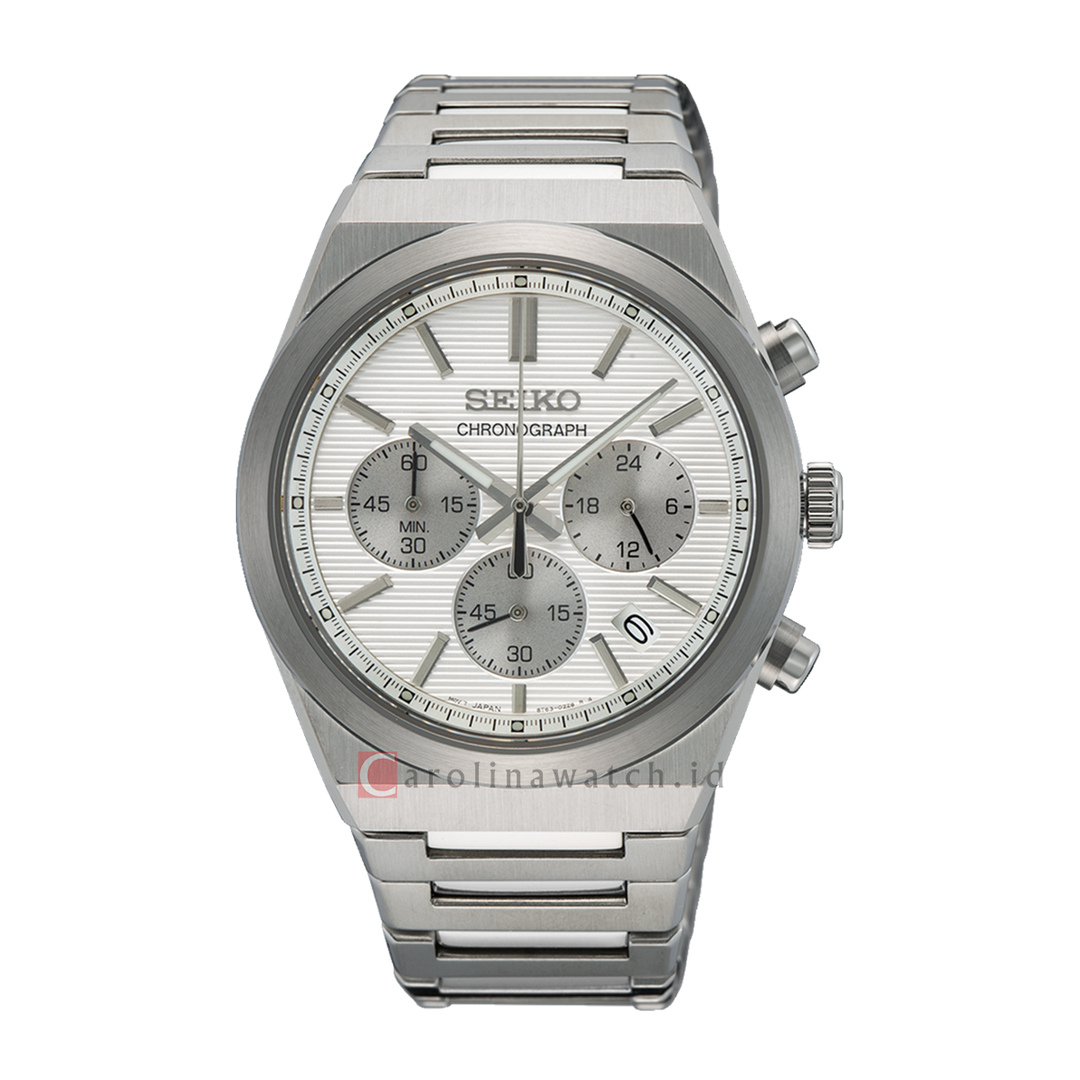 Jam Tangan Seiko Chronograph SSB451P1 Men Silver Dial Stainless Steel Strap