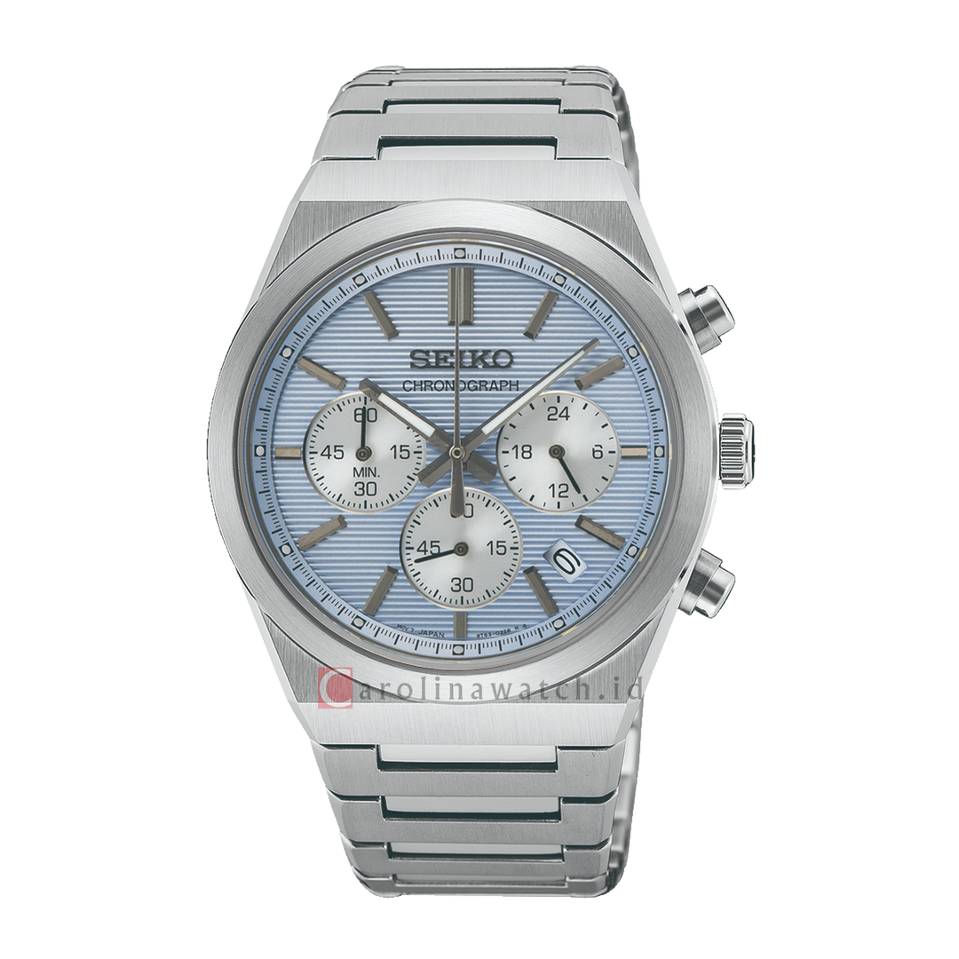 Jam Tangan Seiko Chronograph SSB459P1 Men Blue Dial Stainless Steel Strap