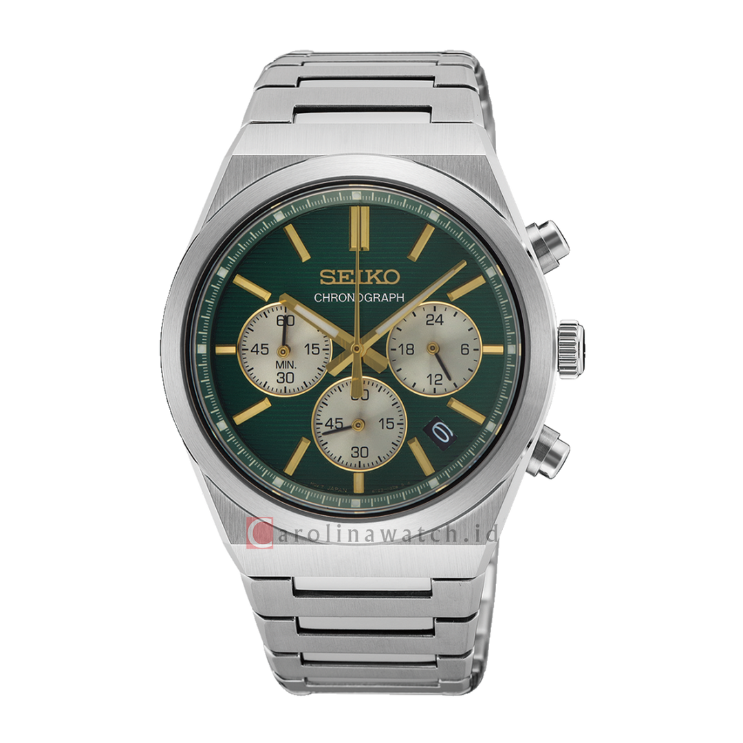 Jam Tangan Seiko Chronograph SSB461P1 Men Green Dial Stainless Steel Strap