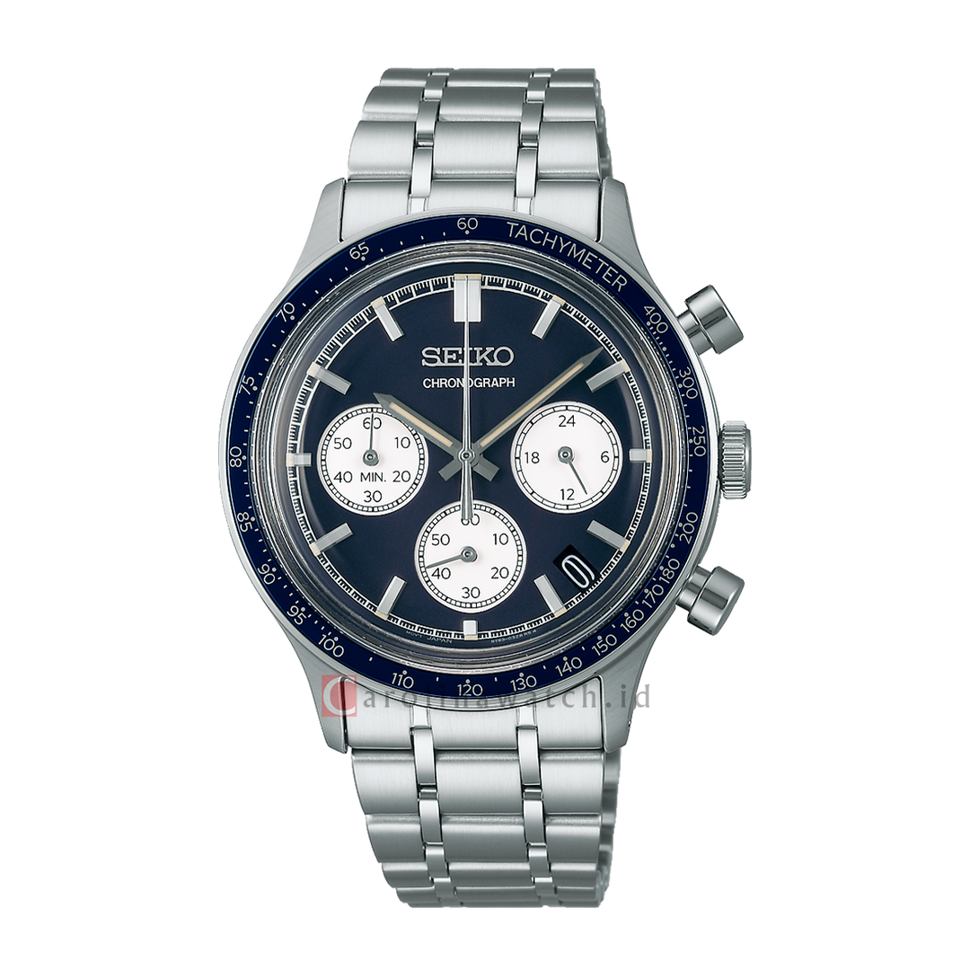 Jam Tangan Seiko Discover More SSB477P1 Men Black Dial Stainless Steel Strap