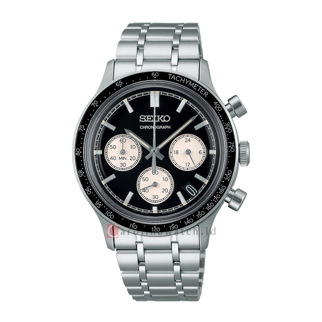 Jam Tangan Seiko Discover More SSB479P1 Men Black Dial Stainless Steel Strap