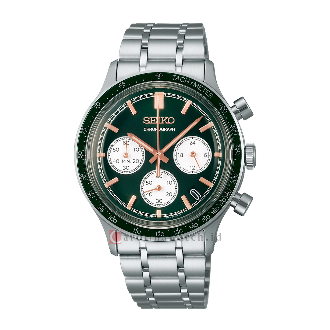 Jam Tangan Seiko Discover More SSB481P1 Men Green Dial Stainless Steel Strap