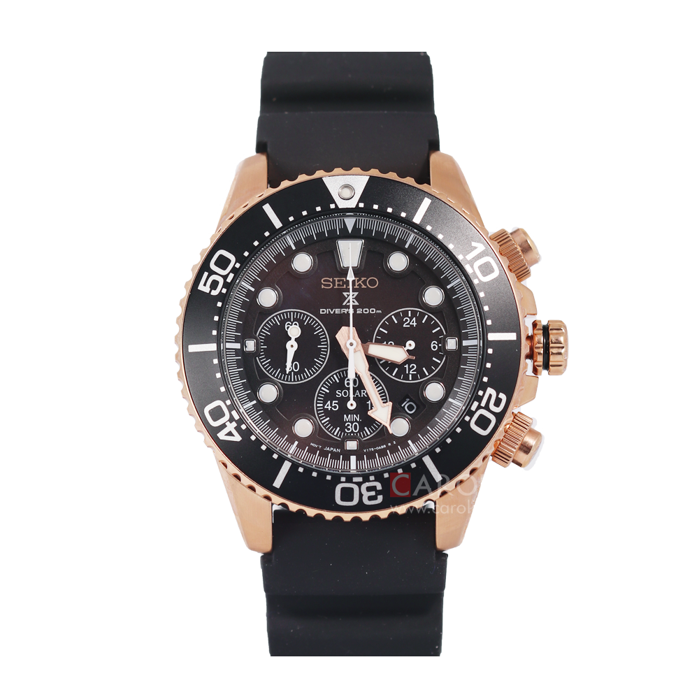 Jam Tangan Seiko Prospex SSC618P1 Sea Divers 200M Chronograph Men Black Dial Black Rubber Strap