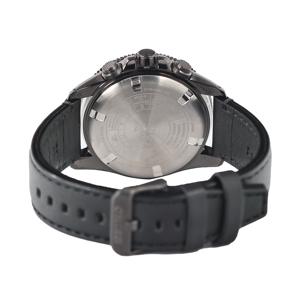 Jam Tangan Seiko Prospex SSC707P1 Land Chronograph Solar Men Black Dial Black Leather Strap