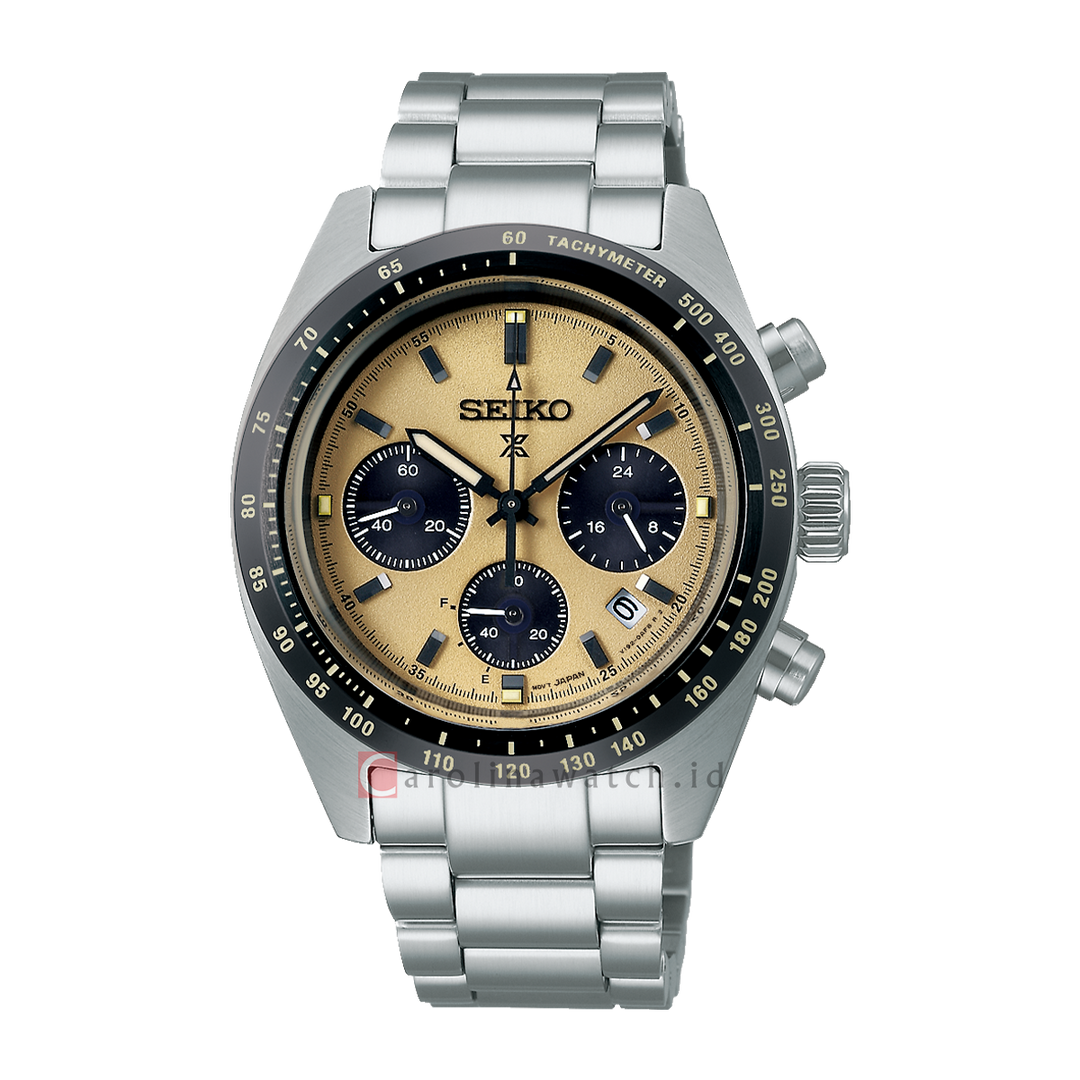 Jam Tangan Seiko Prospex SSC817P1 Speedtimer Solar Chronograph Men Gold Dial Stainless Steel Strap