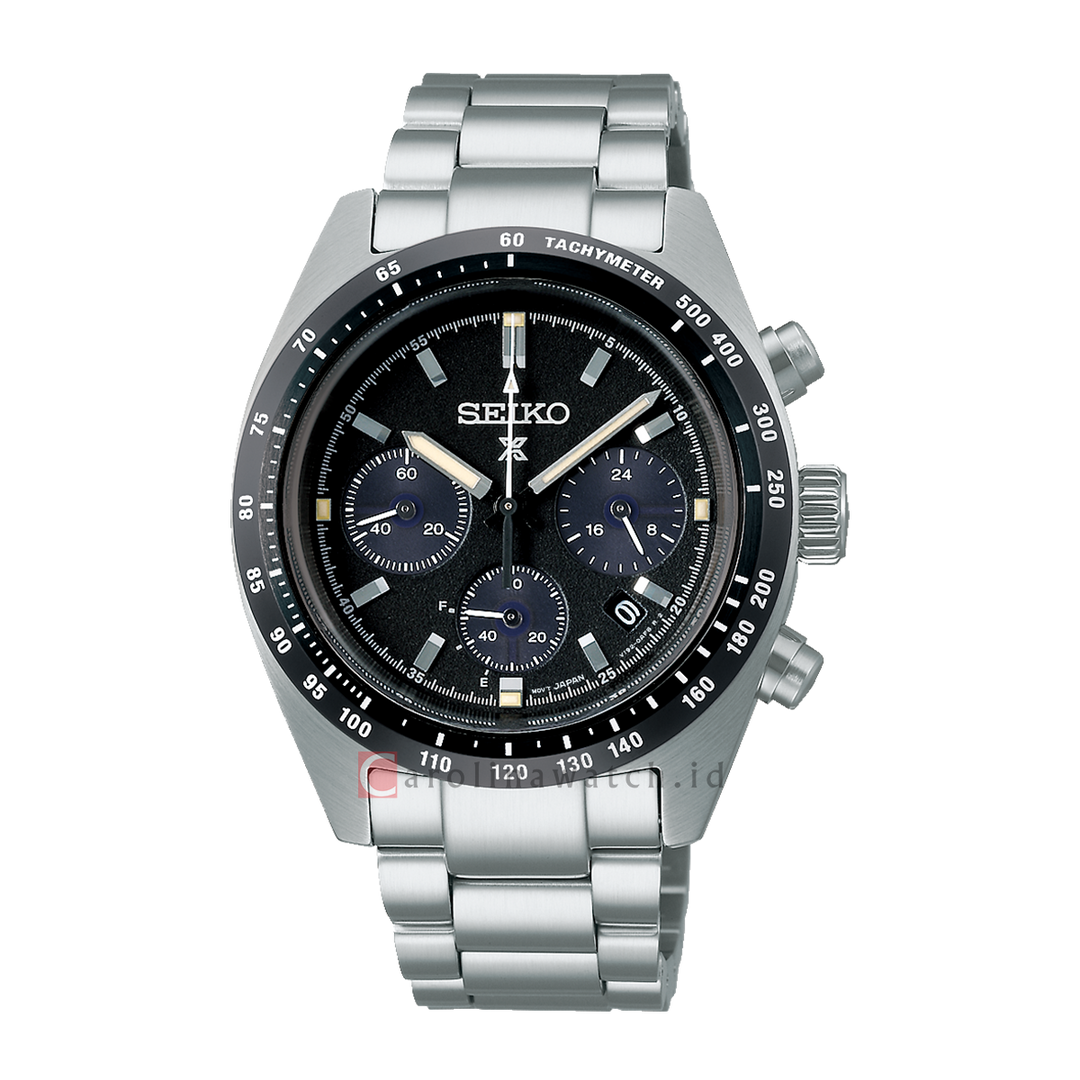 Jam Tangan Seiko Prospex SSC819P1 Speedtimer Solar Chronograph Men Black Dial Stainless Steel Strap
