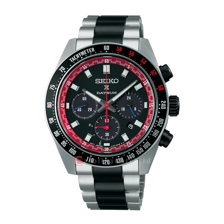 Jam Tangan Seiko Prospex Solar Speedtimer x DATSUN Fairlady Z SSC957P1 Black Dial Dual Tone Stainless Steel Strap LIMITED EDITION