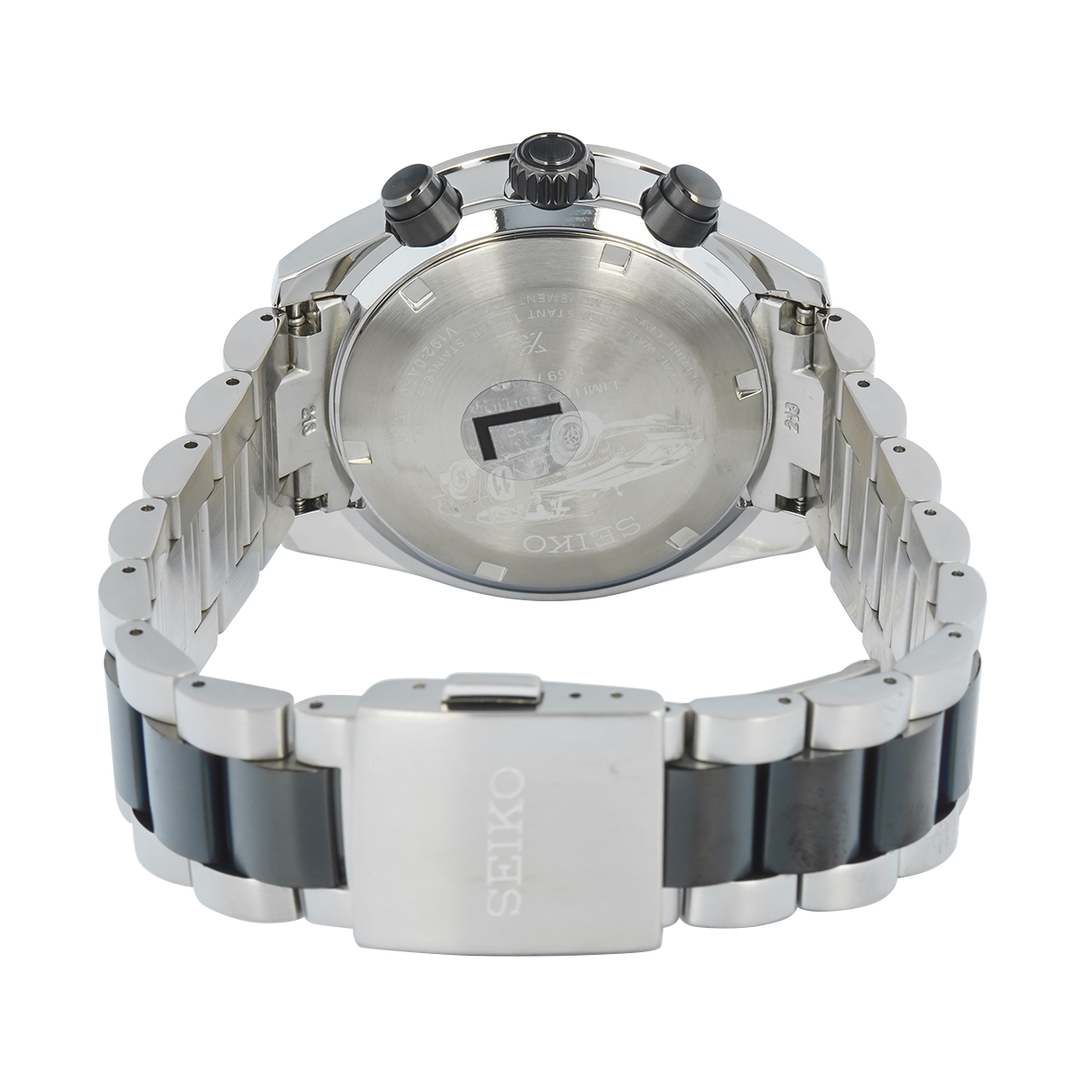 Jam Tangan Seiko Prospex Solar Speedtimer x DATSUN Fairlady Z SSC957P1 Black Dial Dual Tone Stainless Steel Strap LIMITED EDITION
