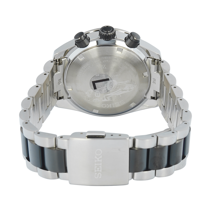 Jam Tangan Seiko Prospex Solar Speedtimer x DATSUN Fairlady Z SSC957P1 Black Dial Dual Tone Stainless Steel Strap LIMITED EDITION