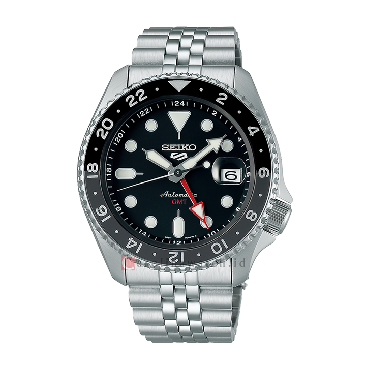 Jam Tangan Seiko 5 Sports SSK001K1 Men SKX Sports Sytle GMT Black Grape Dial Stainless Steel Strap