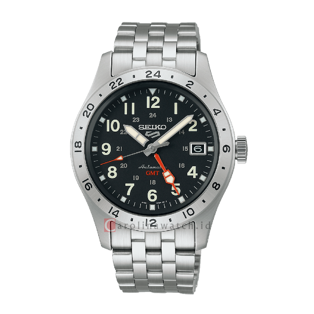 Jam Tangan Seiko 5 Sports SSK023K1 GMT Field Street Style Black Dial S Carolina Watch