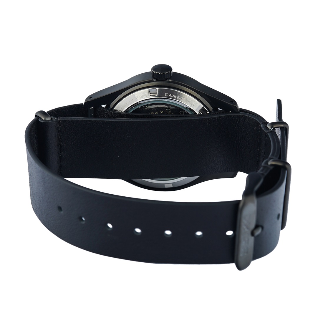Jam Tangan Seiko 5 Sports SSK025K1 GMT Field Street Style Deception Black Dial Black Leather Strap