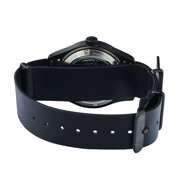 Jam Tangan Seiko 5 Sports SSK025K1 GMT Field Street Style Deception Black Dial Black Leather Strap