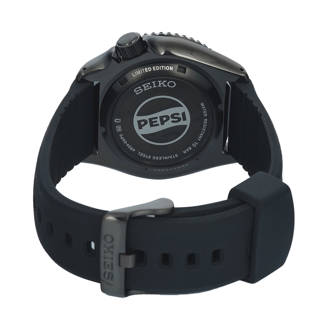 Jam Tangan Seiko 5 Sports x Pepsi® SSK047K1 Men SKX Series Black Dial Black Silicone Strap Limited Edition