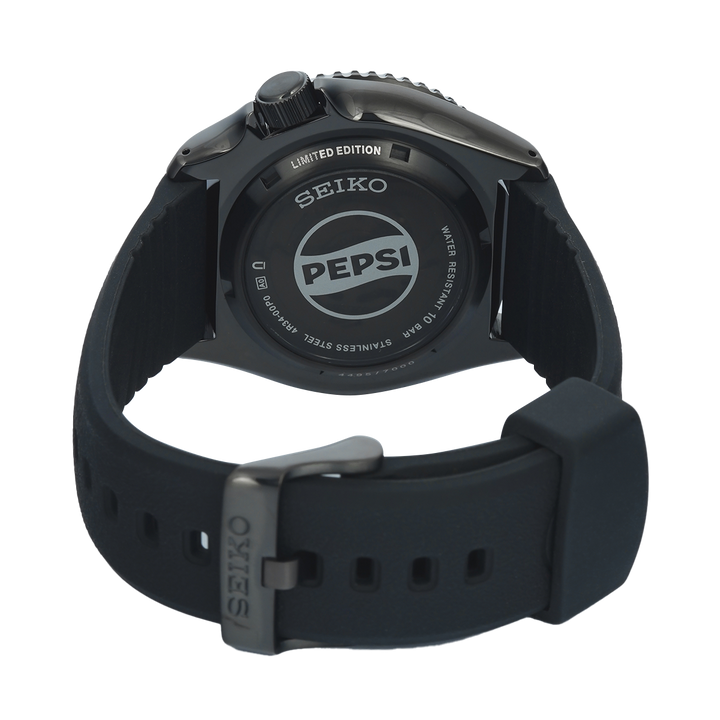 Jam Tangan Seiko 5 Sports x Pepsi® SSK047K1 Men SKX Series Black Dial Black Silicone Strap Limited Edition