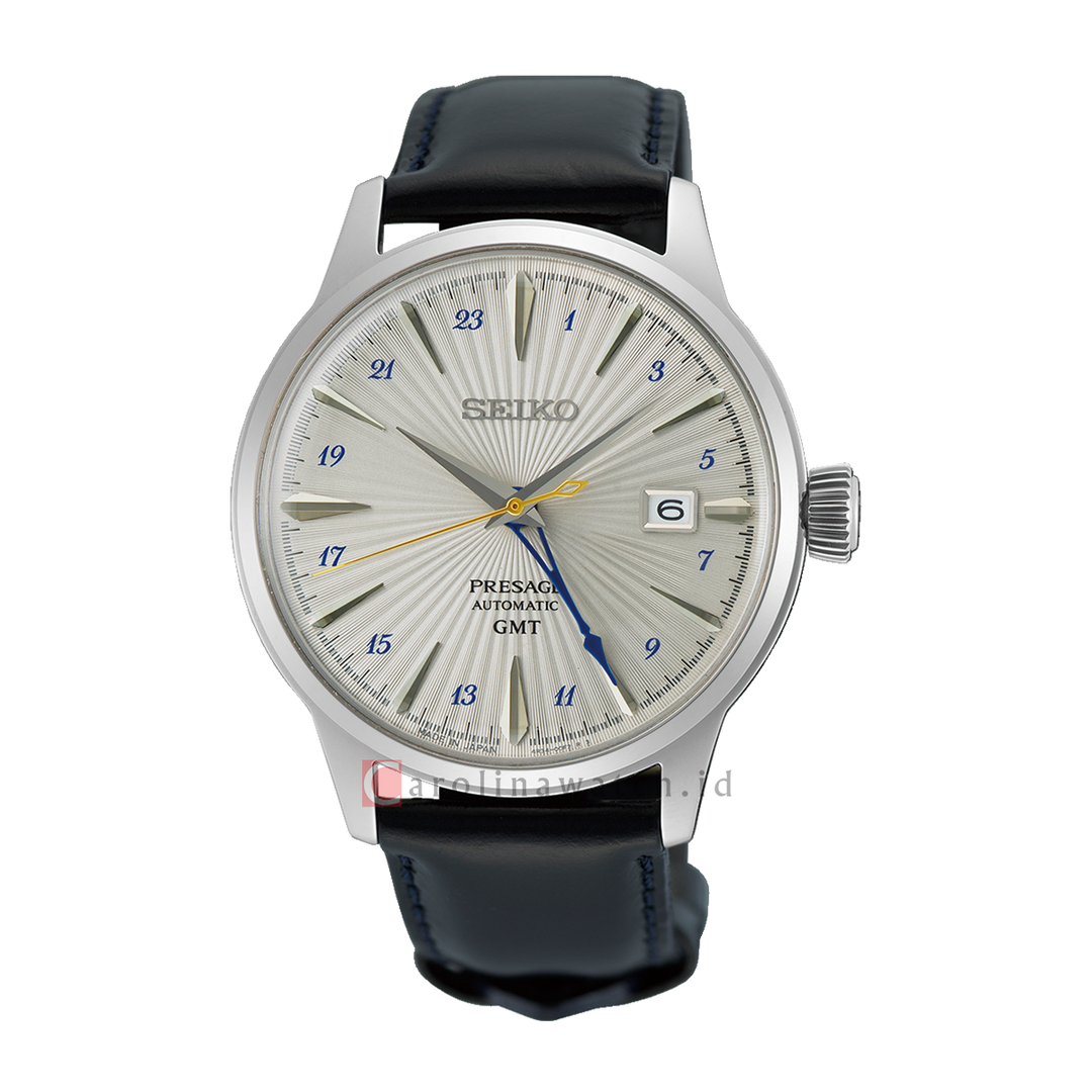 Jam Tangan Seiko Cocktail SSK049J1 Men Silver Blue Dial Black Leather Strap