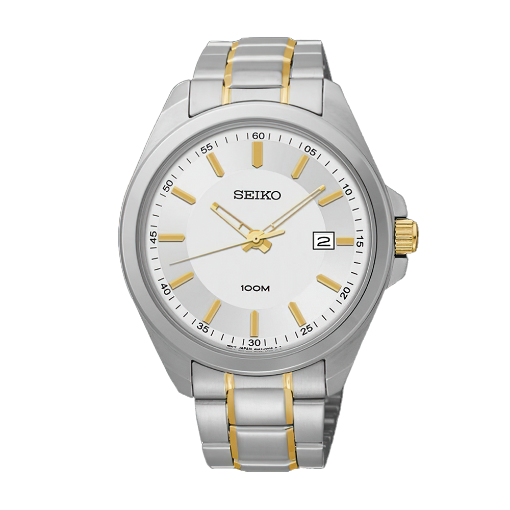 Jam Tangan Seiko Lord SUR063P1 Men Silver Dial Dual Tone Stainless Steel Strap