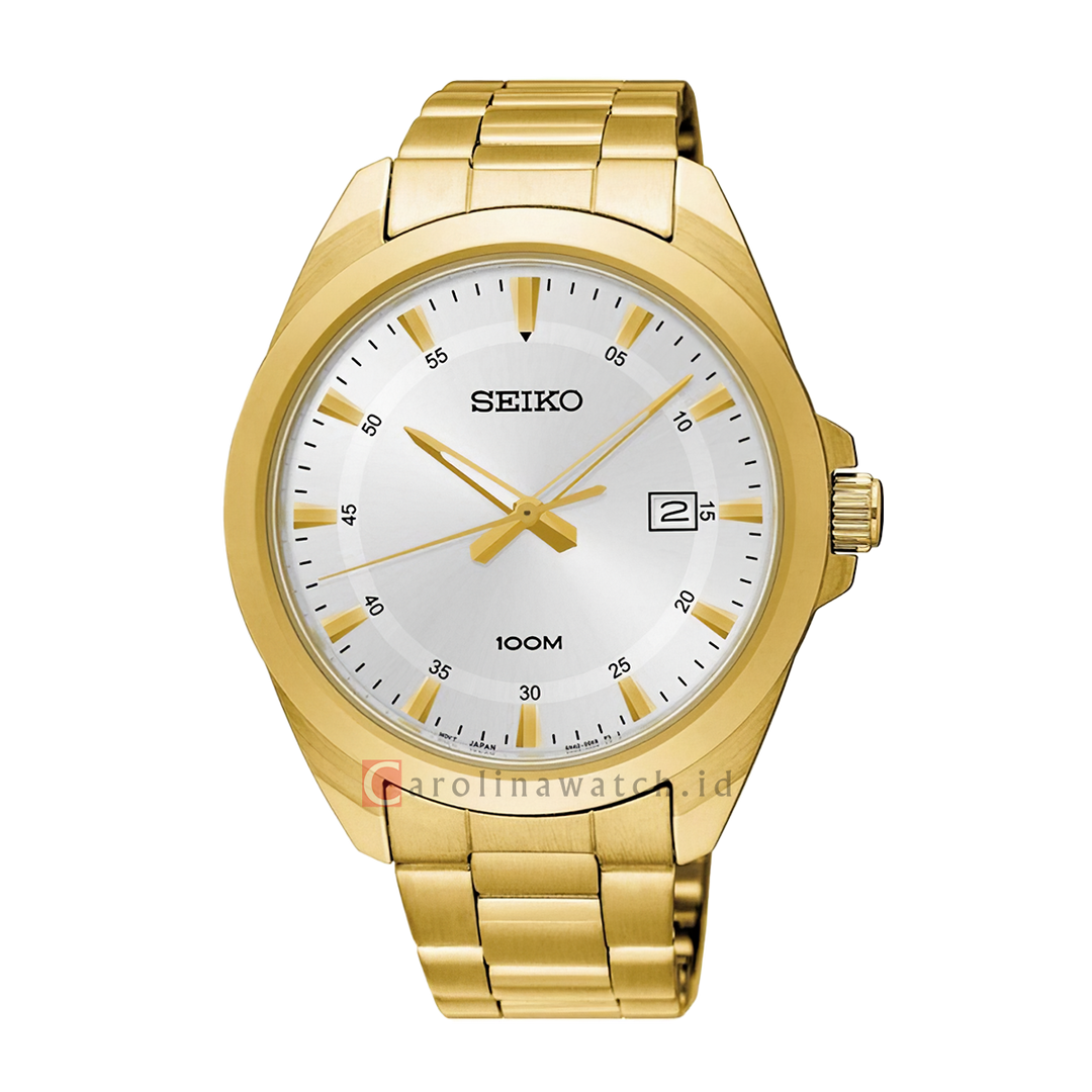 Jam Tangan Seiko Classic SUR212P1 Men Silver Dial Gold Stainless Steel Strap