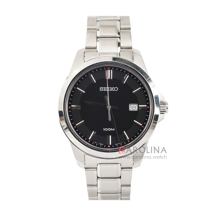 Jam Tangan Seiko SUR245P1 Men Black Dial Stainless Steel Strap