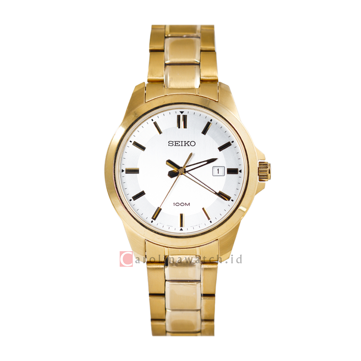 Jam Tangan Seiko Classic SUR248P1 Men White Dial Gold Stainless Steel Strap