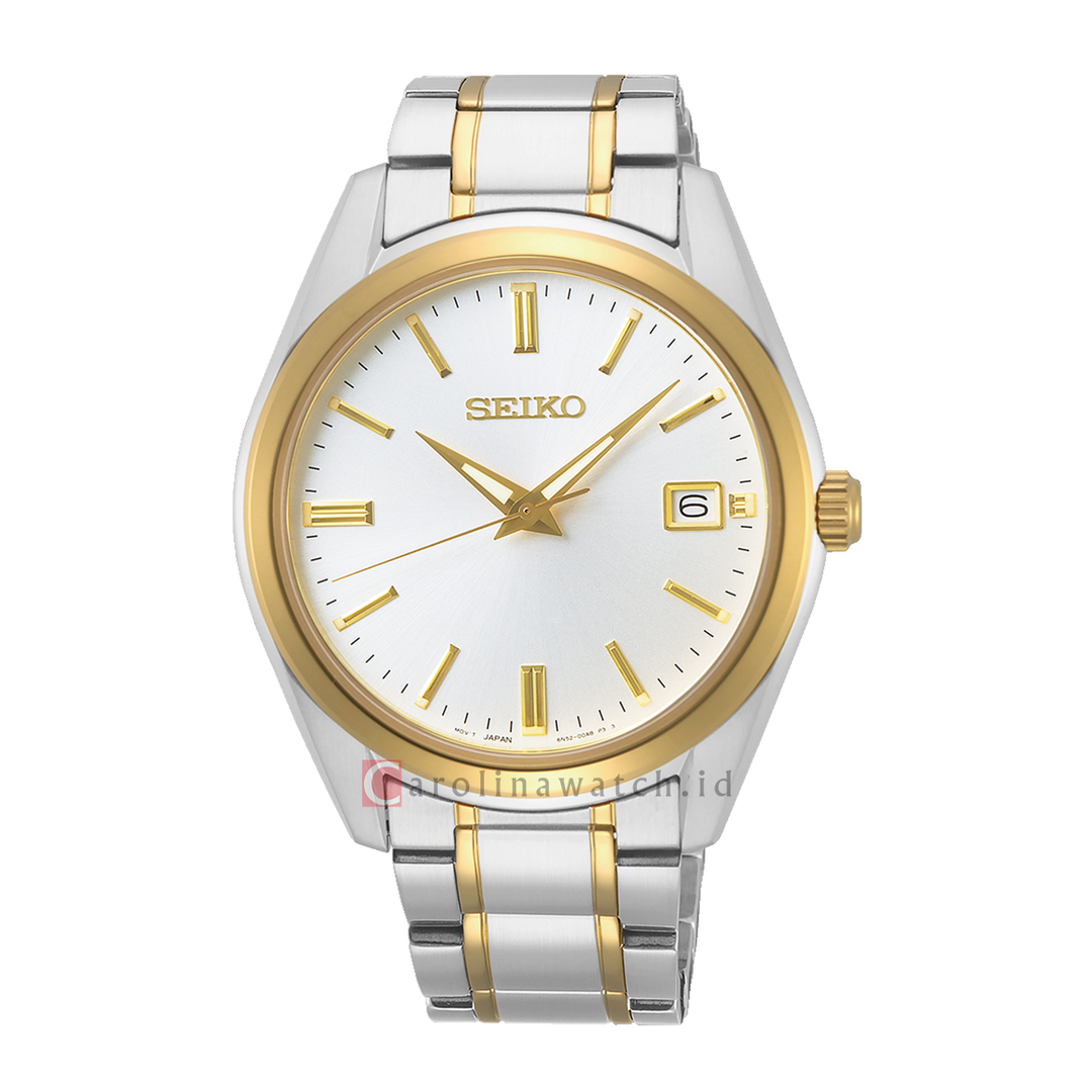 Jam Tangan Seiko Classic SUR312P1 Men Discover More White Dial Dual Tone Stainless Steel Strap