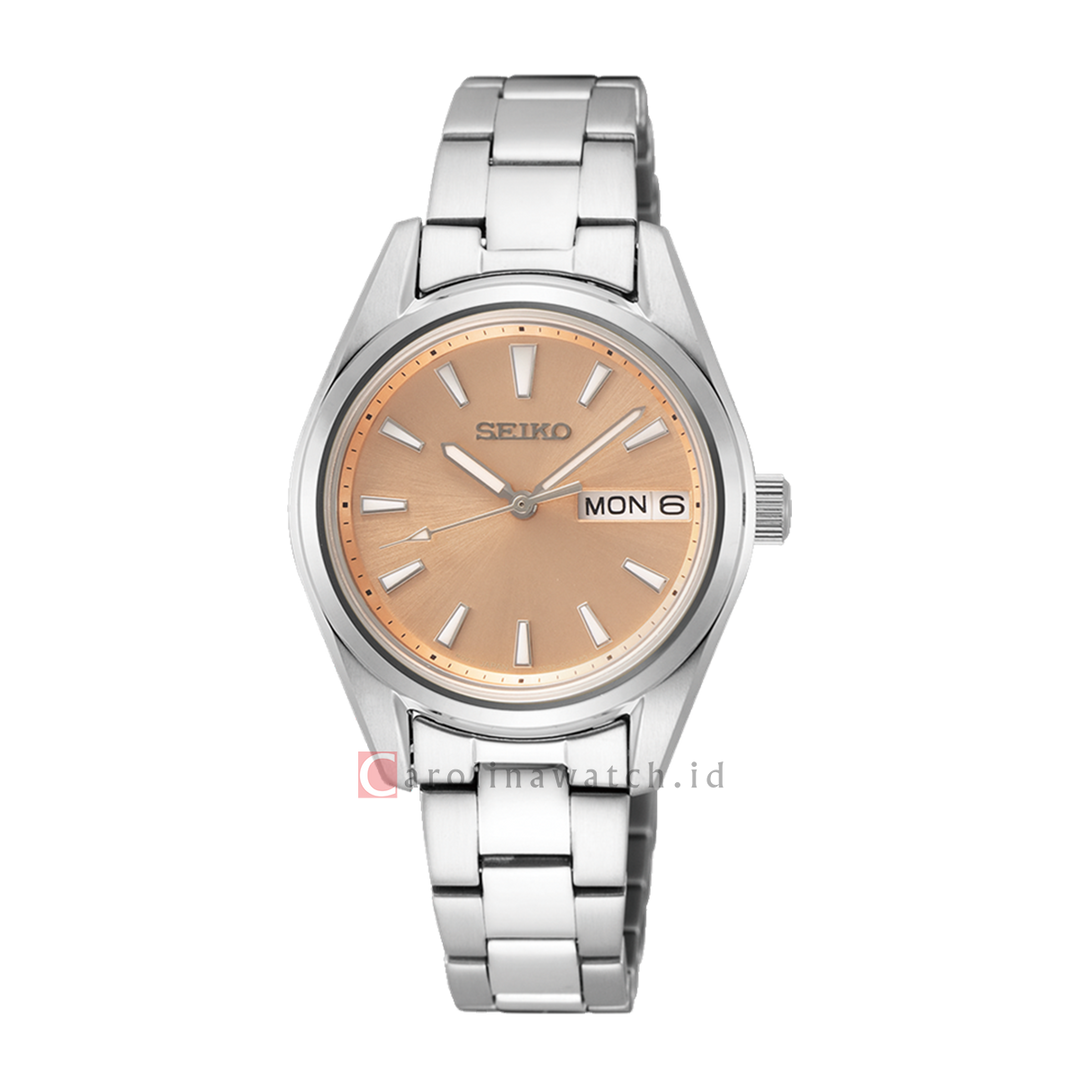 Jam Tangan Seiko SUR351P1 Women Orange Salmon Dial Stainless Steel Strap