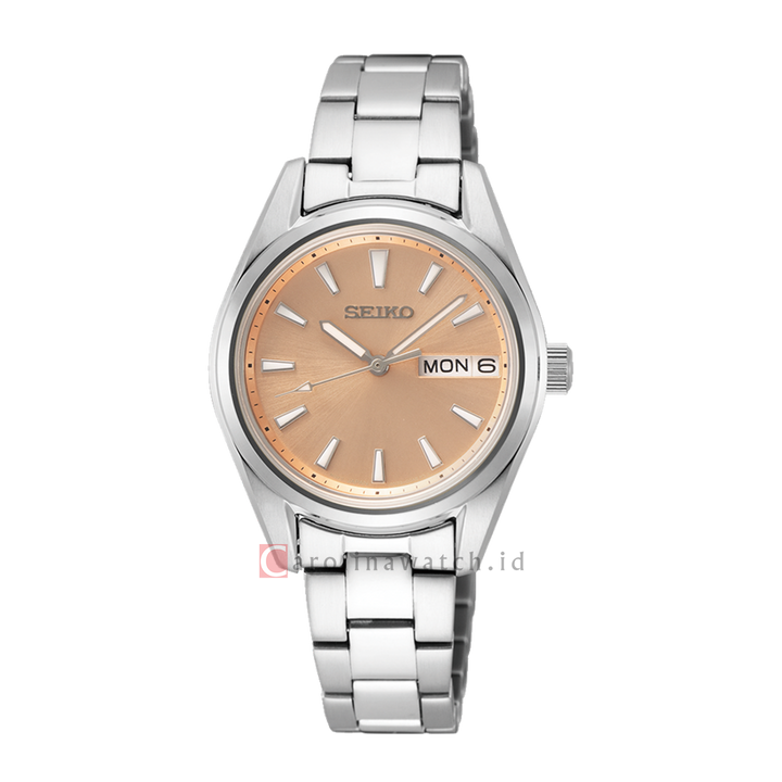 Jam Tangan Seiko SUR351P1 Women Orange Salmon Dial Stainless Steel Strap