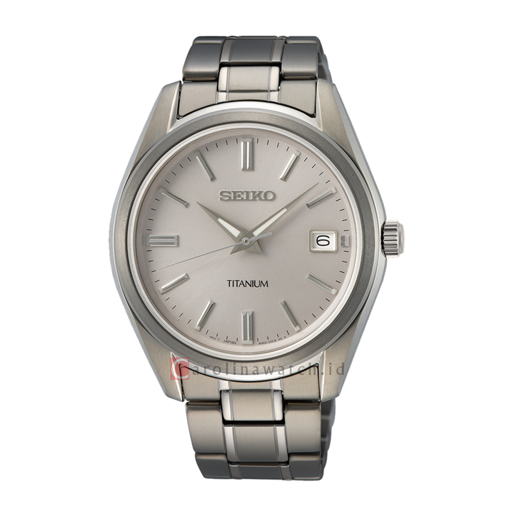 Jam Tangan Seiko Classic SUR369P1 Men Essentials Silver Dial Titanium Strap