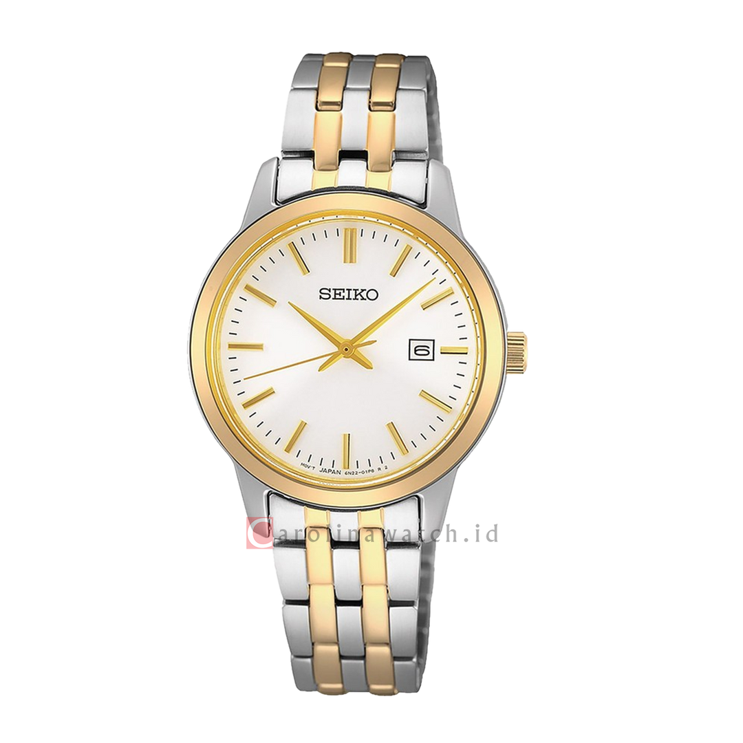 Jam Tangan Seiko Discover More SUR410P1 Women Essentials Silver Dial Dual Tone Stainless Steel Strap