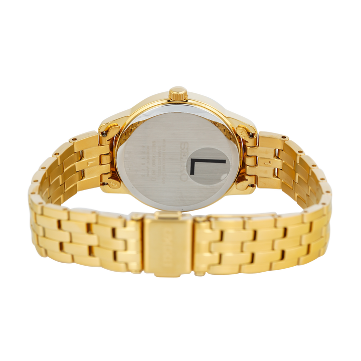 Jam Tangan Seiko Discover More SUR412P1 Women Essentials White Dial Gold Stainless Steel Strap