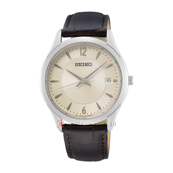 Jam Tangan Seiko Classic SUR421P1 Discover More Cream Dial Black Leather Strap