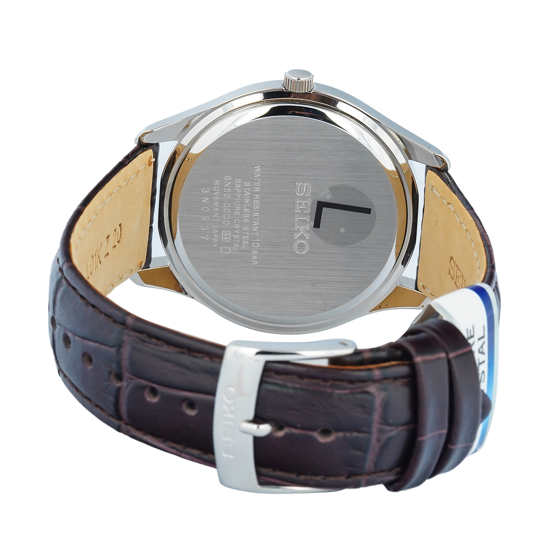 Jam Tangan Seiko Classic SUR421P1 Discover More Cream Dial Black Leather Strap