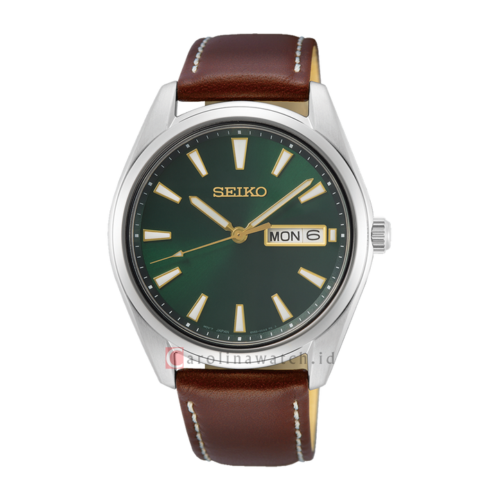 Jam Tangan Seiko SUR449P1 Men Green Dial Brown Leather Strap