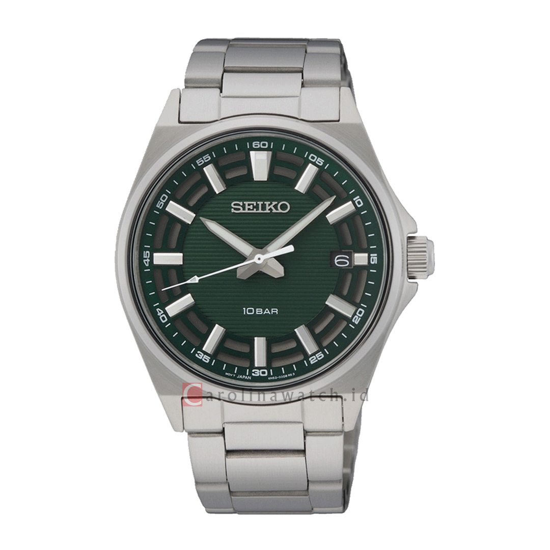 Jam Tangan Seiko Classic SUR503P1 Men Discover More Green Dial Stainless Steel Strap