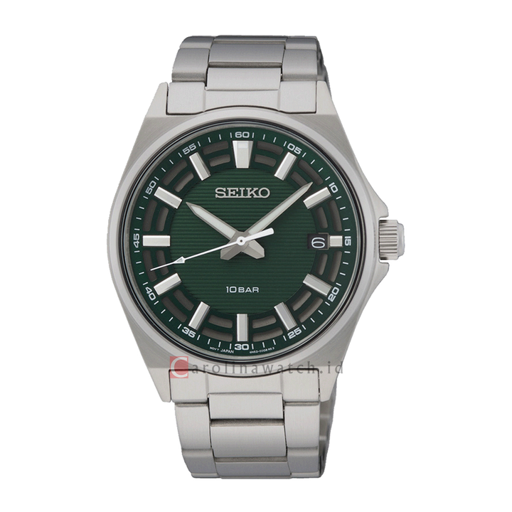 Jam Tangan Seiko Classic SUR503P1 Men Discover More Green Dial Stainless Steel Strap