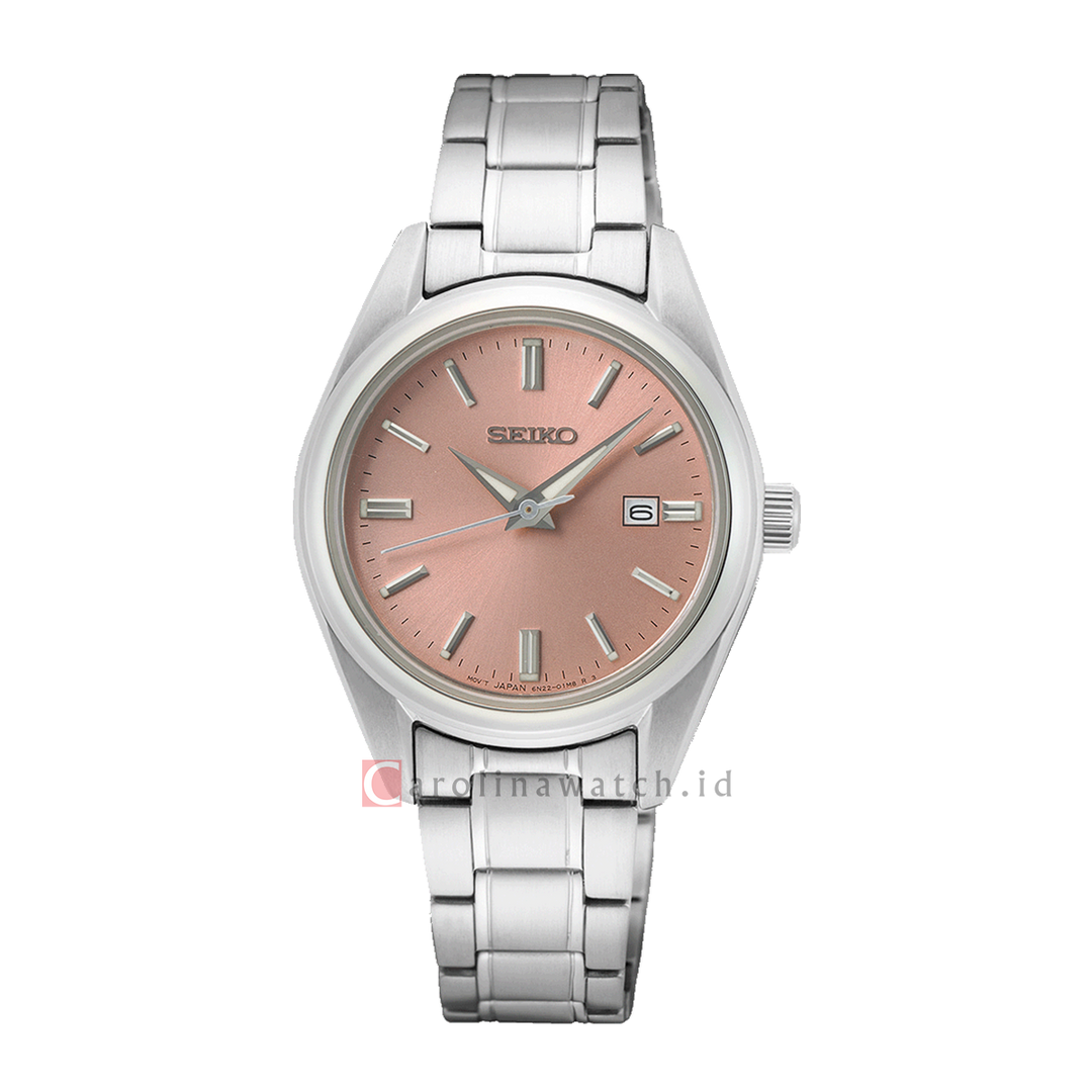 Jam Tangan Seiko Classic SUR529P1 Women Discover More Pink Dial Stainless Steel Strap