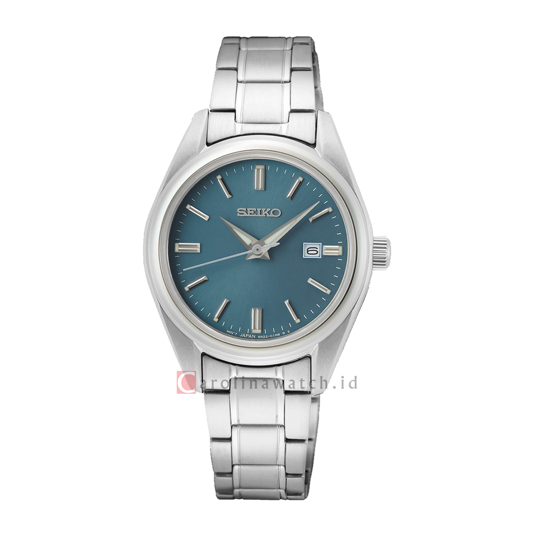 Jam Tangan Seiko Classic SUR531P1 Women Discover More Blue Dial Stainless Steel Strap