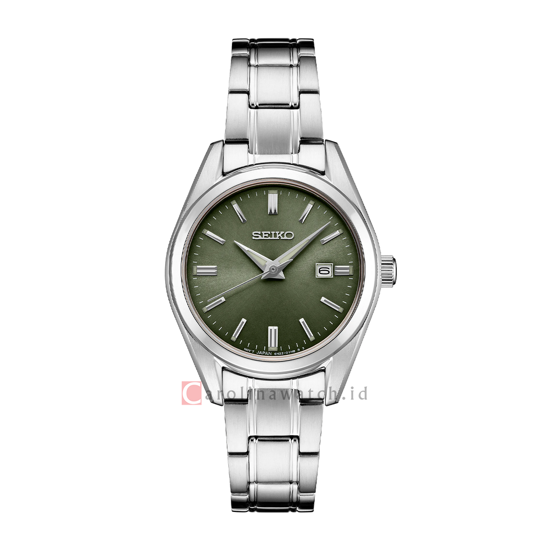 Jam Tangan Seiko Ladies SUR533P1 Dress Olive Green Dial Stainless Steel Strap