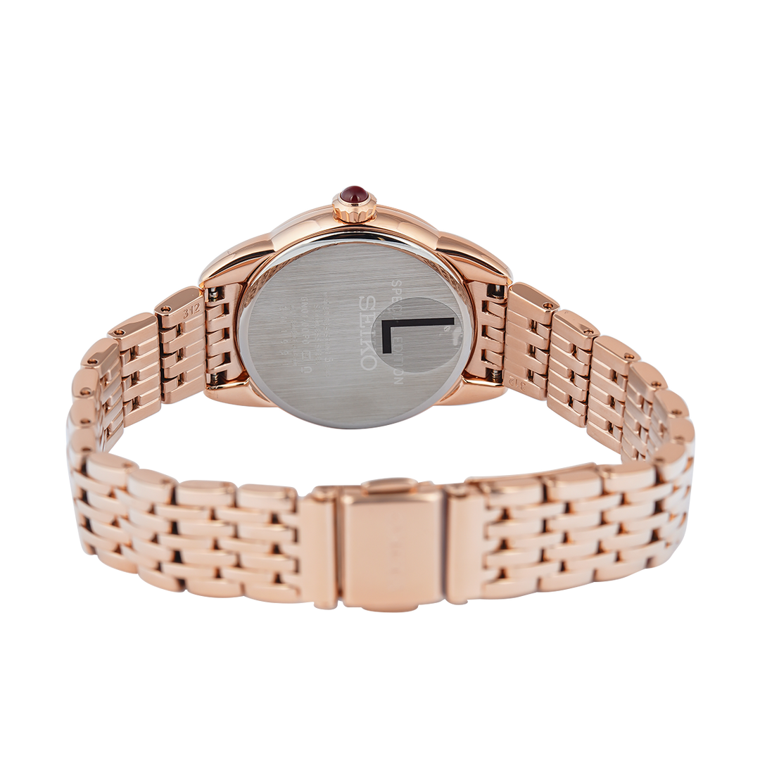 Jam Tangan Seiko Classic SUR564P1 Madam MOP Crystal Dial Rose Gold Stainless Steel Strap Special Edition