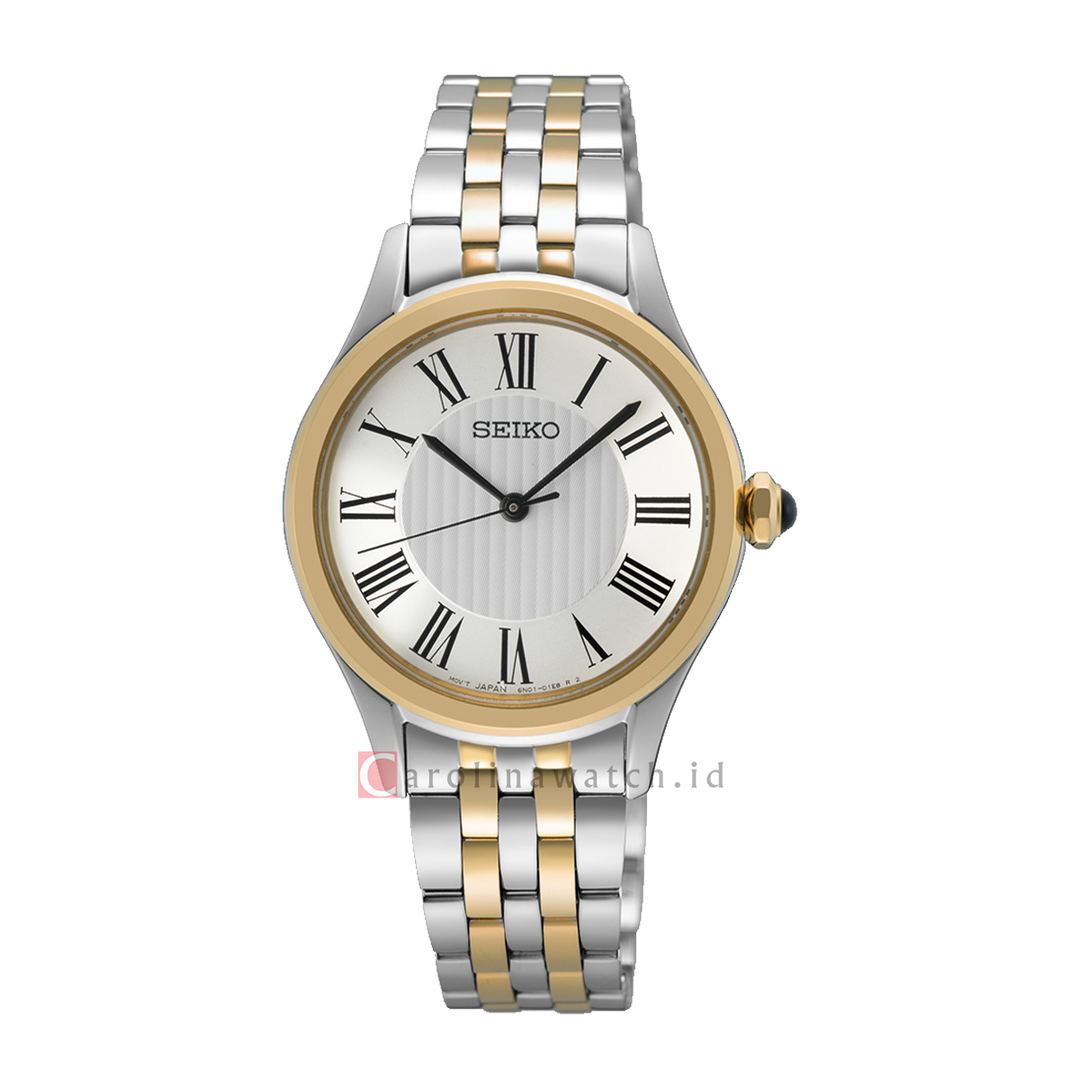 Jam Tangan Seiko Discover More SUR612P1 Women Silver Dial Dual Tone Stainless Steel Strap