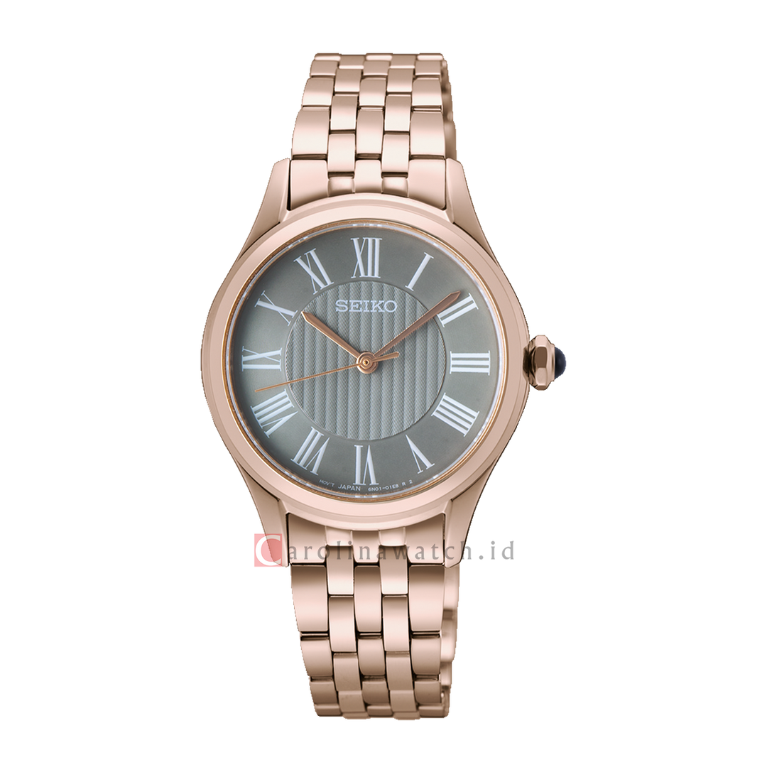 Jam Tangan Seiko Discover More SUR614P1 Women Grey Dial Rose Gold Stainless Steel Strap