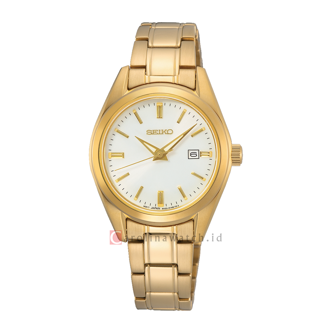 Jam Tangan Seiko Classic SUR632P1 Women White Dial Gold Stainless Steel Strap