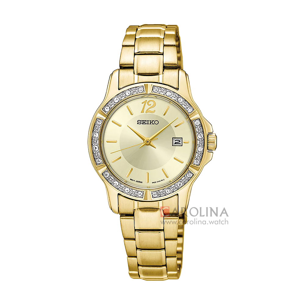 Jam Tangan Seiko SUR714P1 Women Gold Dial Gold Stainless Steel Strap